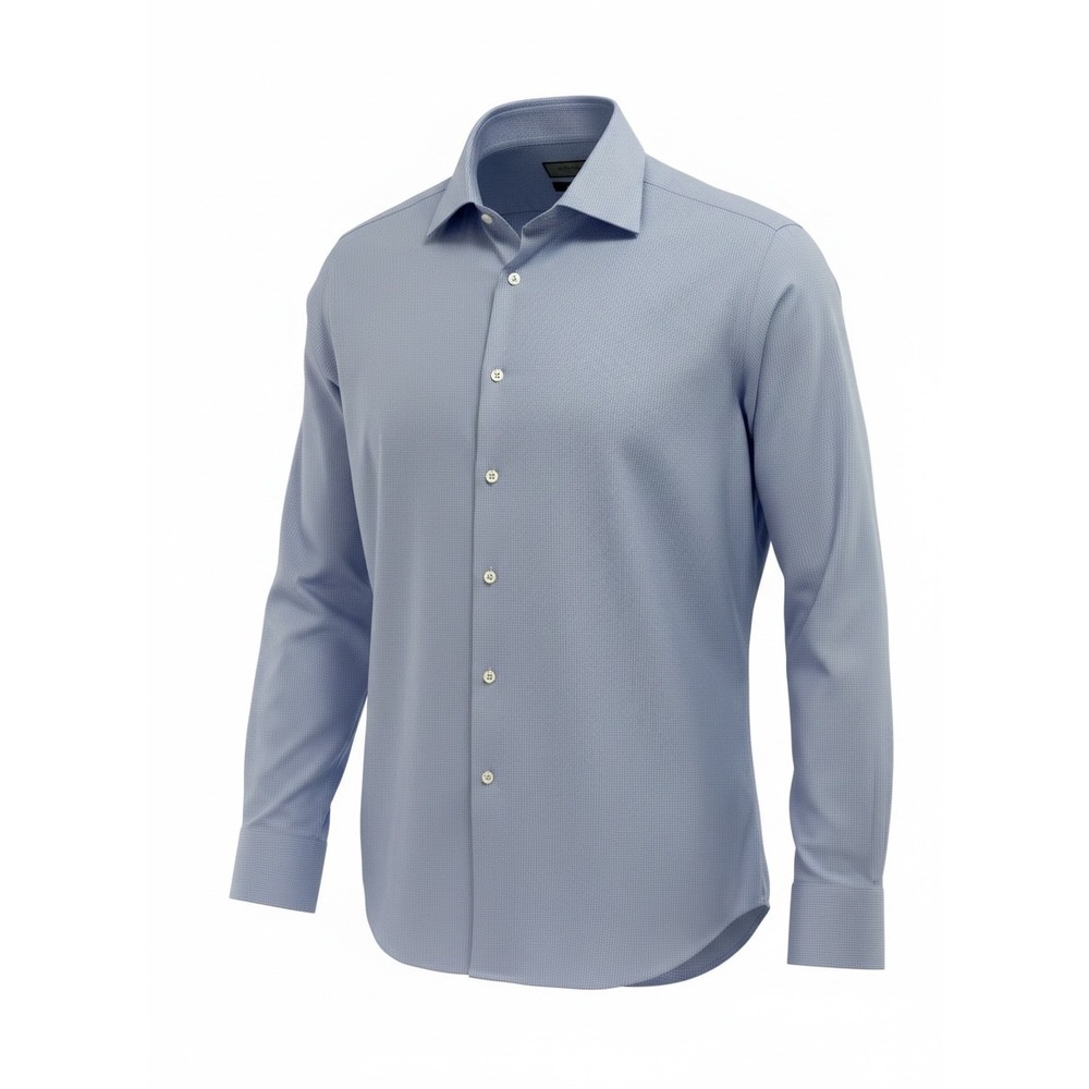 Canali Italy Mens 171/2 44 Purple White Micro Pattern Dress Shirt  (U42)